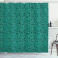 thumbnail image 1 of Brown and Blue Shower Curtain, Vivid Abstract Shapes on Brown Backdrop Contrast Colored Tile, Fabric Bathroom Set with Hooks, 69W X 84L Inches Extra Long, Dark Brown and Turquoise, by Ambesonne, 1 of 3