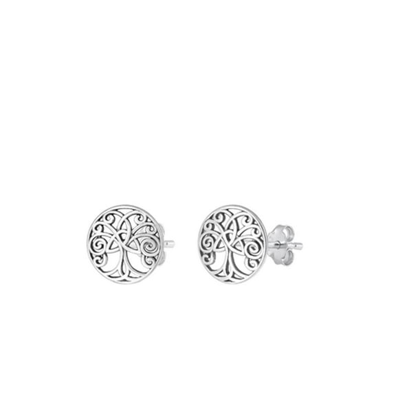 Sterling Silver Celtic Tree of Life High Polished Earrings .925 New Jewelry Female Unisex