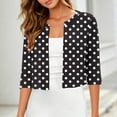 thumbnail image 2 of Women's 3/4 Sleeve Bolero Shrug Open Front Cropped Cardigan Polka Dot Tailored Fit Layering Top Work Office Date Outfit, 2 of 7