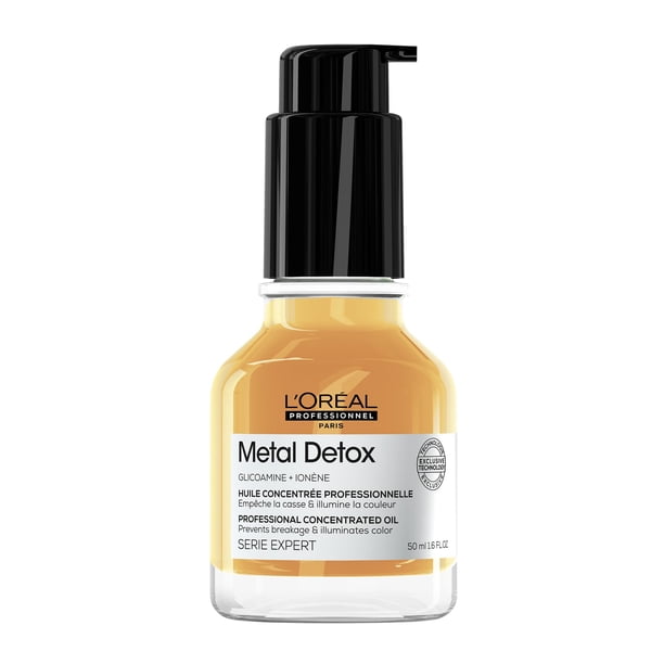 L'Oréal Professionnel Paris Metal Detox Aceite concentrado anti-metales con protección térmica y glicoamina patentada, Para todo tipo de cabello con quiebre y/o proces L’Oréal Paris NA
