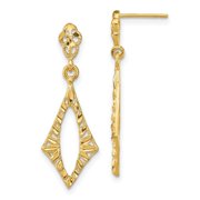 Kazi Luxury 14K D/C Diamond Shape Post Dangle Earrings