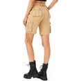 thumbnail image 3 of Omthaka Women's Cotton Casual Multi-Pockets Relaxe-Fit Twill Bermuda Cargo Shorts, 3 of 9