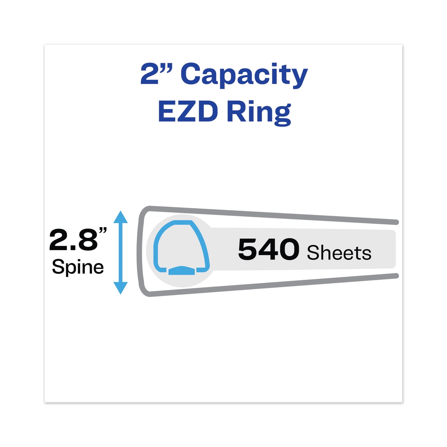 Avery Heavy-Duty View Binder with Durahinge and One Touch Ezd Rings, 2" Capacity, 11" x 8.5", Navy Blue