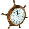 thumbnail image 2 of Nagina International Nautical Handcrafted Wooden Premium Wall Decor Wooden Clock Ship Wheels | Pirate's Accent | Maritime Decorative Time's Clock (18 Inches, Clock Size - 10 Inches), 2 of 4