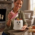 thumbnail image 5 of Clearance Halloween Strawberry Witchy Ghost Canister, Ceramic Ghost Candy Bowl with Lid, Cute Witchy Ghost Statue Figurine, Halloween Decoration for Home Table Bedroom, Gift for Kiddo Adults, 5 of 7