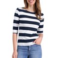 thumbnail image 1 of INSPIRE CHIC T-shirt à Manches au Coude pour Femme d'Halloween, Haut Décontracté Basique à Encolure Bateau, Coupe Ajustée, Très Petit, Bleu, 1 of 6