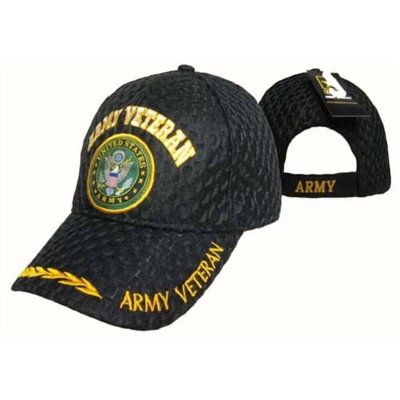 NEW! US ARMY EMBLEM VETERAN SIDE LINE MESH CAP HAT BLACK