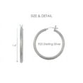 thumbnail image 3 of Brilliance Fine Jewelry Rhodium Plated Sterling Silver Diamond Cut Square Tube Women's Hoops, 3 of 5