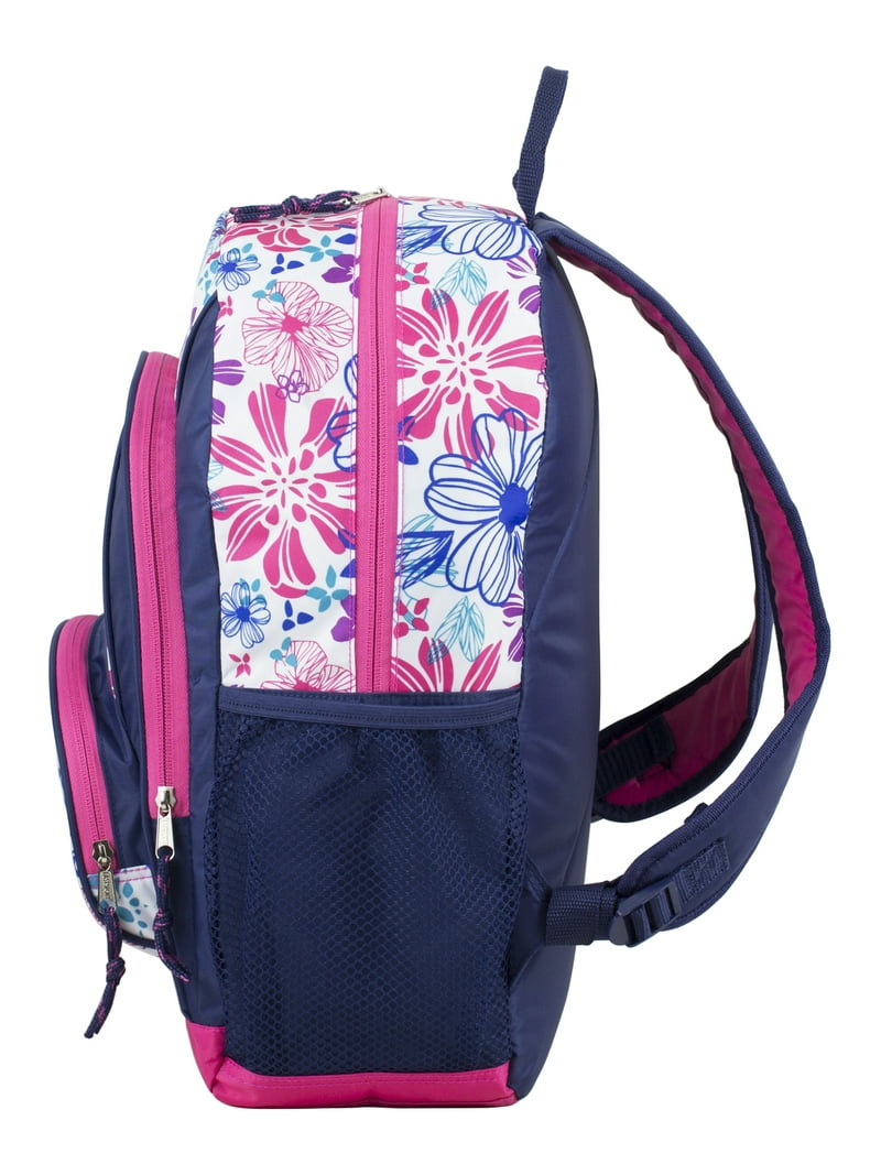 Eastsport Unisex Triple Pocket Bookbag with Storage, Blue Pink