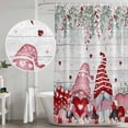 thumbnail image 5 of Valentine's Gnomes Shower Curtain, Waterproof Shower Curtains for Bathroom, Weeping Eucalyptus Pink Red Love Heart Vintage Washable Fabric Bathtub Curtain Set Bath Decor with 12 Hooks 72"x78", 5 of 8