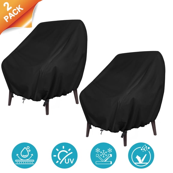 YEERSWAG Patio Chair Covers 2 Pack, Waterproof Outdoor Chair Protectors 35"x38"x29", Heavy Duty 420D Oxford Fabric with Drawstring & Buckles, Fits Balcony Chairs Stackable Chairs Acapulco Chairs
