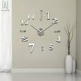 thumbnail image 3 of Gustave Large 3D Frameless Wall Clock Stickers DIY Wall Decoration for Living Room Bedroom "Silver", 3 of 9