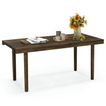 Canddidliike 39 Inch Coffee Table with Slatted Tabletop for Living Room & Reception Room, Dining Coffee Table for Living Room and Office