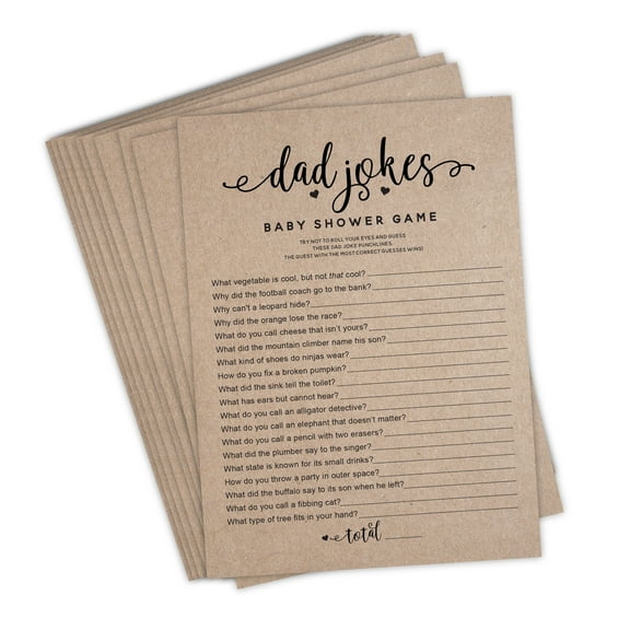 Dad Jokes Baby Shower Game, 50 Pack, Fun Dad Joke Game, Great for Baby Showers, Baby Sprinkle, or any Party!