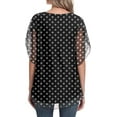 thumbnail image 5 of Aiyino Womens Ruffle 3/4 Sleeve Mesh Maxi Blouses Loose Flowy Tops Stretchy Shirts，Polka Dot Black,L, 5 of 8