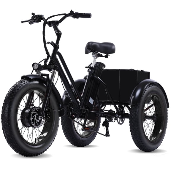 BROOBY Electric Tricycle for Adults, 500W Motor 1000W Peak 3 Wheel Electric Trike with 48V 15Ah Removable Battery, Up to 40 Miles, 20" x 4.0 Fat Tires, Large Rear Basket, 440 lb Capacity, UL2849