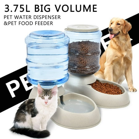3 75l Automatic Gravity Food And Water Feeder Dog Cat Drink Bowl