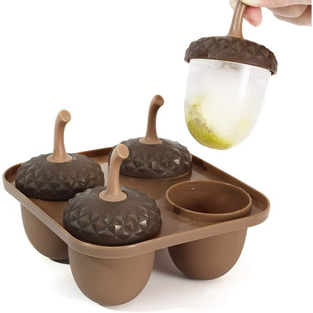 Nuovoware Ice Pop Maker Funny Acorn Model Plastic Popsicle Makers Family DIY Frozen Ice Popsicle Maker with Sticks Kitchen Tools Gadget Brown Walmart