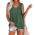 thumbnail image 2 of Pompotops Mode Femmes Décontracté Ample Imprimé Col en V Sans Manches T-Shirt Blouse Rayé, 2 of 4