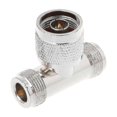 thumbnail image 2 of T S N To 2 N Fe Triple Rf Connector 3-way Coaxial Adapter, 2 of 4