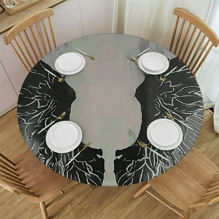 

Orinice Angel Wings Gothic Round Table Cover Stain Resistant Washable Indoor Outdoor Tablecloth Kitchen Dining Wedding Parties 100% Polyester Fiber 54-58