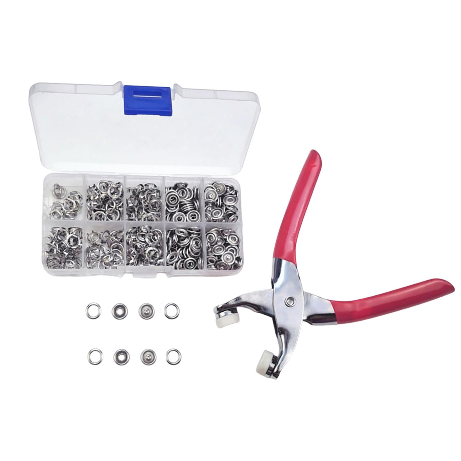 100 Sets Snaps Buttons with Fastener Pliers Press Studs Hollow Solid Prong 9.5mm for Clothing Hats Crafting Sewing Jeans