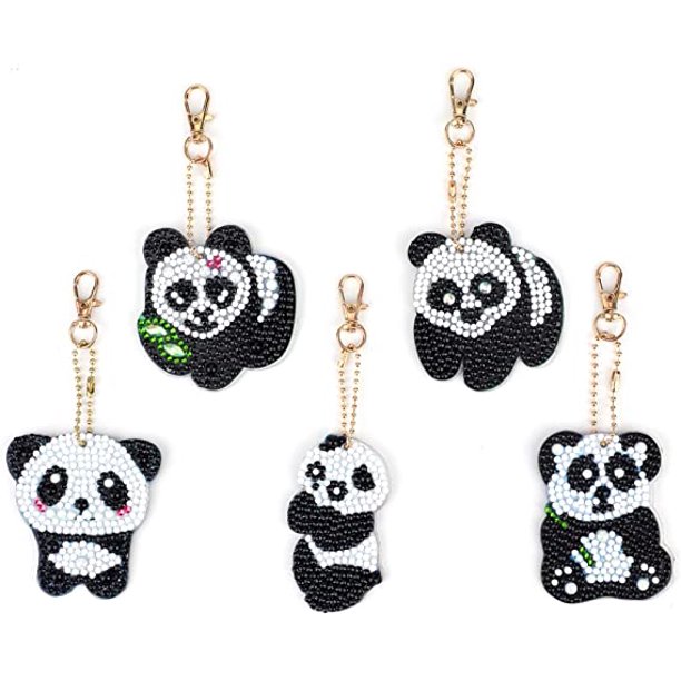 ShenMo 5 Piezas DIY 5D Panda Diamante Pintura Llaveros, Rhinestone DIY Doble Cara 5D Diamante Pegado Pintura Completa Llavero Colgante para Mochila Bolso Decoración LingWen 9024715179807