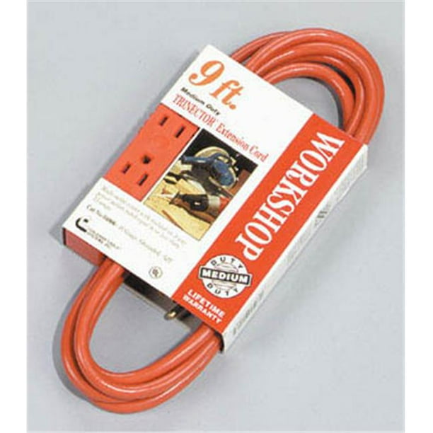 Coleman Cable 9ft. 5.3 Orange Trinector ThreeWay Power Extension Cord