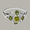 thumbnail image 6 of LBG British Made Spectacular 18k White Gold Natural Peridot & Cubic Zirconia Womens Promise Ring - 33 size options - Size 10.5, 6 of 7