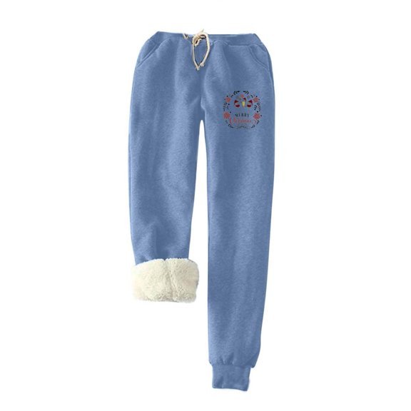gakvbuo Plus Size Christmas Leggings For Women Winter Warm Sherpa Lined Athletic Sweatpant Joggers Fleece Pants High Waist Stretchy Thick Leggings Plush Warm Thermal Pants Drawstring With Pockets