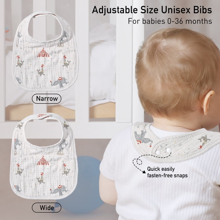 Gllquen Baby Muslin Cotton Drool Bibs 8 Pack, Circus photo 4