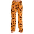 thumbnail image 2 of Halloween Pajama Pants Women Soft Lounge Pj Bottoms Cute Halloween Party Graphic Elastic Waist Trendy Pj Pants Women Saffron XL, 2 of 6