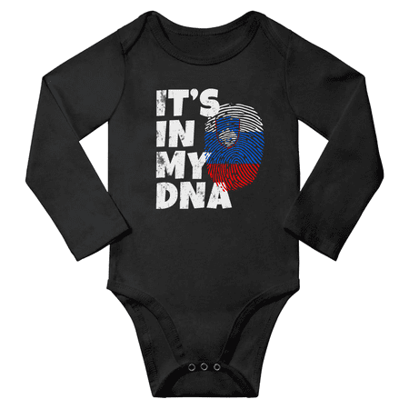 

It s In My Slovenian DNA Baby Long Sleeve Bodysuits (Black 24 Months)