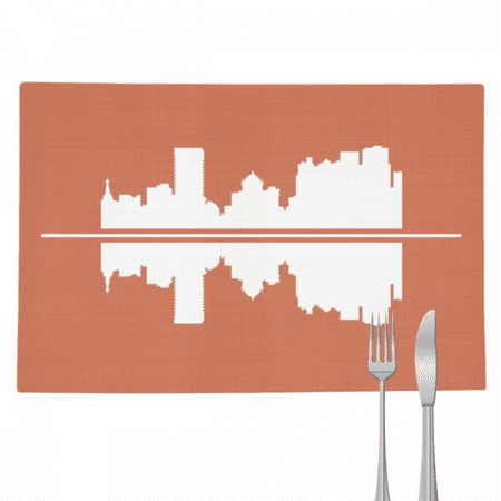 

Urban Landscape Signs Symbolize Reflected Tall Buildings Placemat Pad Kitchen Woven Heat Resistant Cushion Rectangle