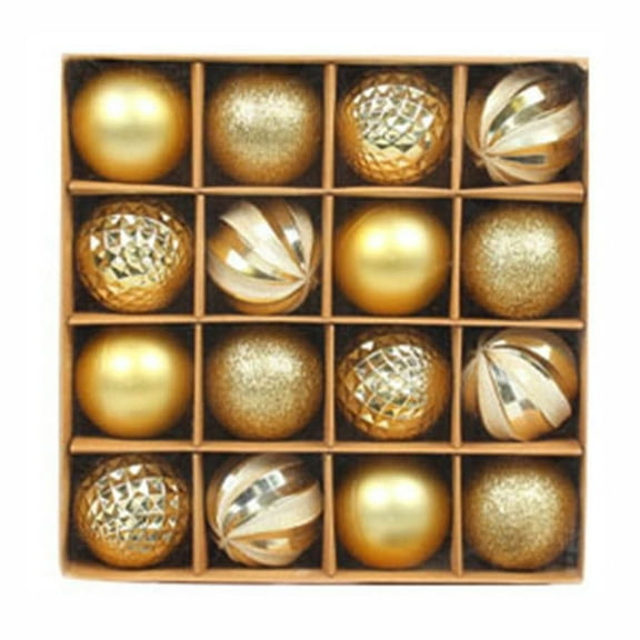 Gallickan Gold Christmas Balls, 16Pcs 2.4-Inch Christmas Tree Decoration Ornaments, Shatterproof Lightweight Tree Pendants, Hanging Decor for Xmas Holiday Party, Golden