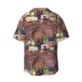 thumbnail image 2 of Vsdgher Bottle Glass Red Wine Print Men's Wrinkle Free Untucked Cuban Shirt Business Casual Button Down Shirts Short Sleeve Shirt, 2 of 7