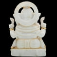thumbnail image 4 of KARIGAROFFICIAL Ganesha Murti Statue 12 inches Gold Leaf Work Ganpati Figurine Marble Ganapati Idol Vinayak Deity Ganesha Large Big White Elephant Head God Home Decor Gift Sculpture Home First Ganesha, 4 of 6