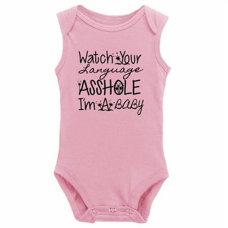 

YCICIVDee Baby Bodysuit Watch Your Language/Unisex Funny Cute Infant Creeper 9-12 Months Pink Sleeveless