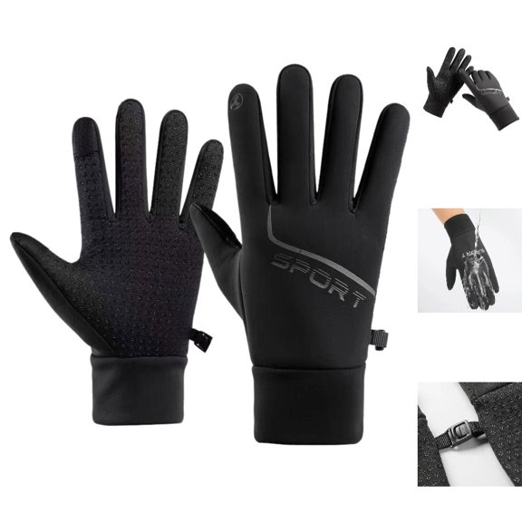 Fgnfyis Ski Gloves Women Winter Riding Warm with Buckle Velvet Waterproof Windproof Touchscreen Outdoor Ski Black