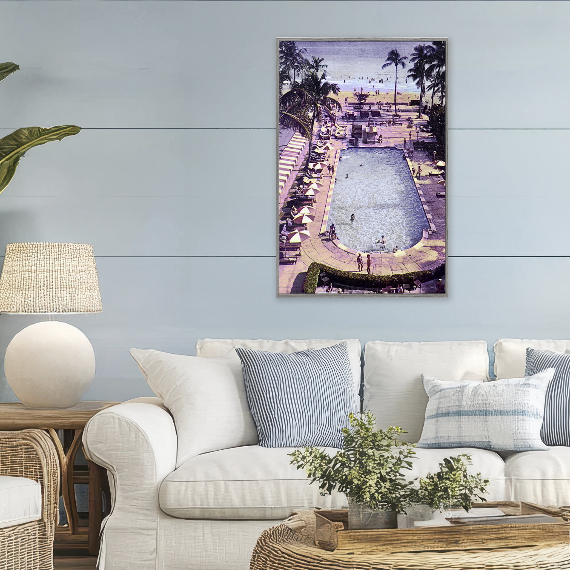 Stupell Industries Vintage Miami Sands Gray Framed Giclee Art, design by Grotto Studios