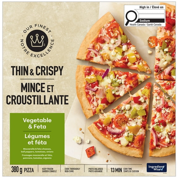 Our Finest Thin & Crispy Vegetable & Feta Pizza, 380 g