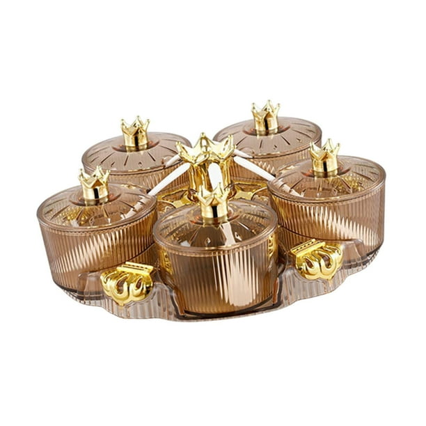 Plato de bandeja de bandeja dividida Caja de condimentos de lujo de condimentos giratorios Juego para chocolates pasteles nueces decoración de ámbar