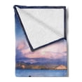 thumbnail image 2 of Nature Soft Flannel Fleece Blanket, Wooden Pier Tops Remain in Lake with Sunset Mirror Image out Different Perspectives, Cozy Plush for Indoor and Outdoor Use, 70" x 90", Royal Blue, by Ambesonne, 2 of 5