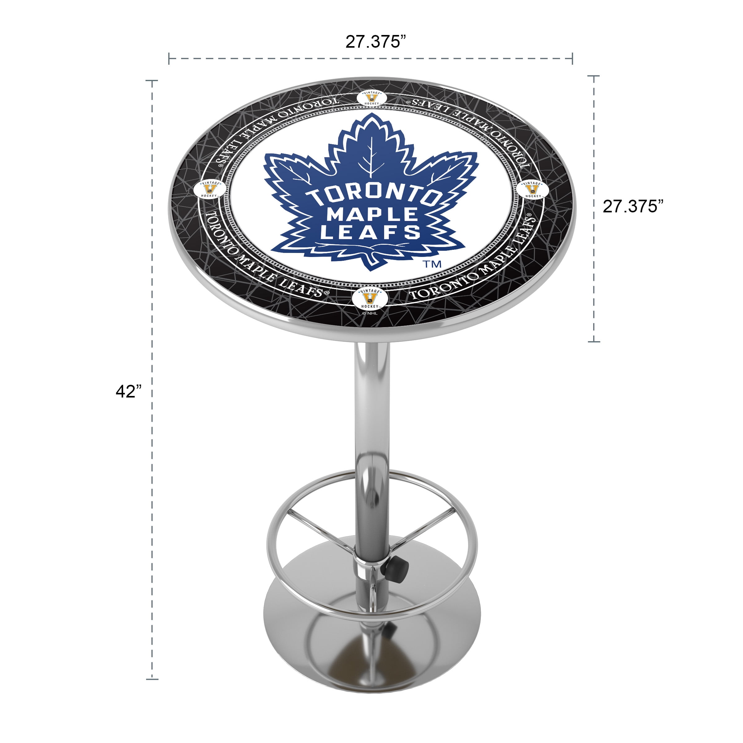 Toronto Maple Leafs Throwback Bar Table with Adjustable Footrest and Acrylic Top
