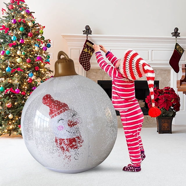 Fiudx Bola Navideña Inflable de 60 Cm, de Pvc Resistente, Resistente a La Intemperie, Ideal para Jardín o Porche, Ideal para Fiestas Navideñas, 59 Cm de Diámetro, Incluye 1 Bola.