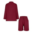 thumbnail image 5 of Ndbuld Womens Summer Tops 2025 Fashion Cotton Linen Short Sleeve Shirts V Neck Casual Loose Fit Button Tunic Blouses Outfits Family Gifts Red 2XL, 5 of 9