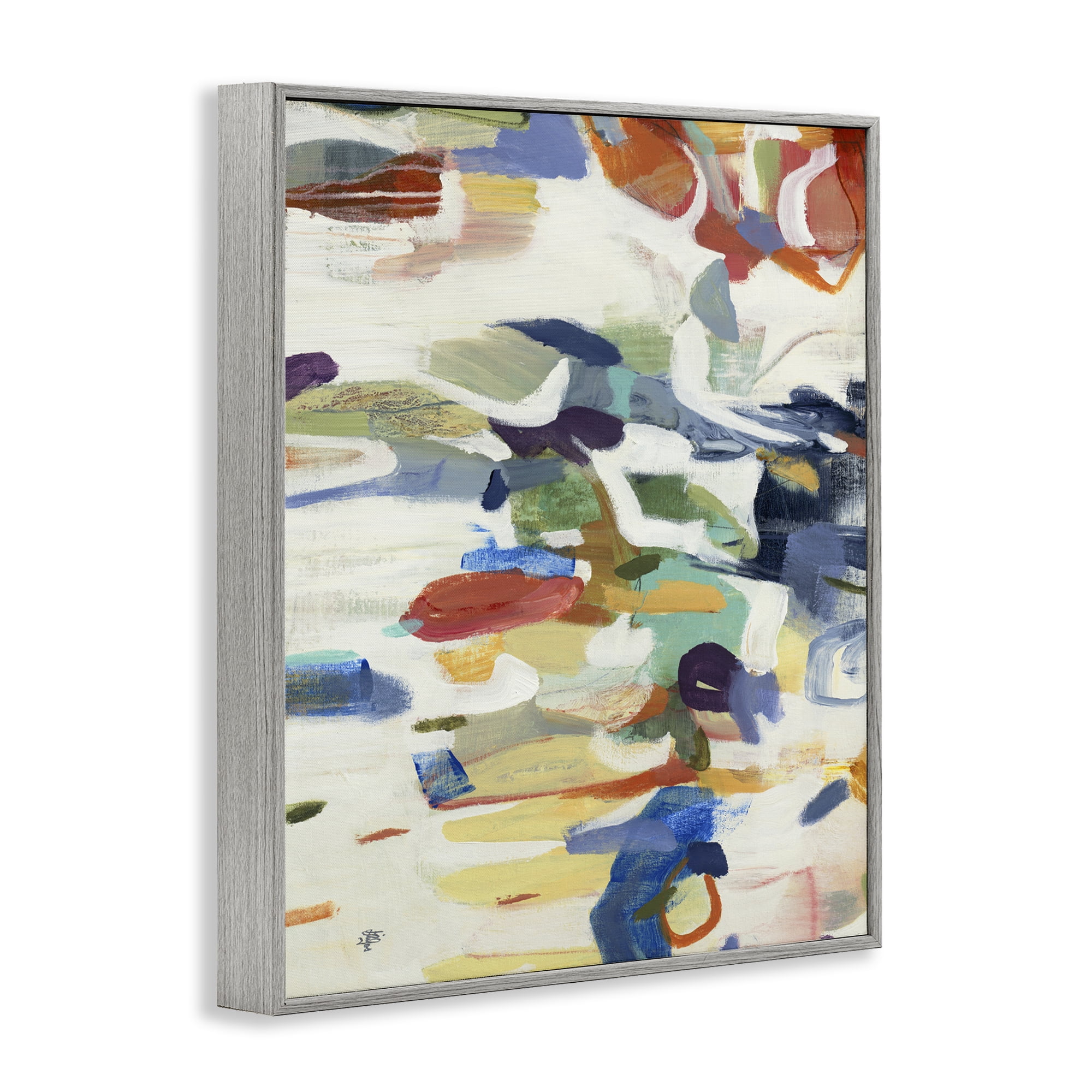 Stupell Industries Primary Hued Abstraction Gray Framed Giclee Art, design by Lisa Ridgers