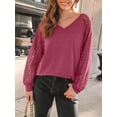 thumbnail image 2 of FUNING Womens Long Sleeve Shirts V-Neck Lace Tops Business Casual Blouses Tee Trendy 2025 Fall Fashion Outfits Clothes, 2 of 6