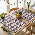 thumbnail image 5 of Pink Black Plaid Placemats for Dinning Table Set of 4, Farmhouse Pink Black Checkered Burlap Kitchen Place Mats Waterproof Cloth Table Mats, Indoor Outdoor Placemats Easy Clean Dinner Decor, 5 of 8