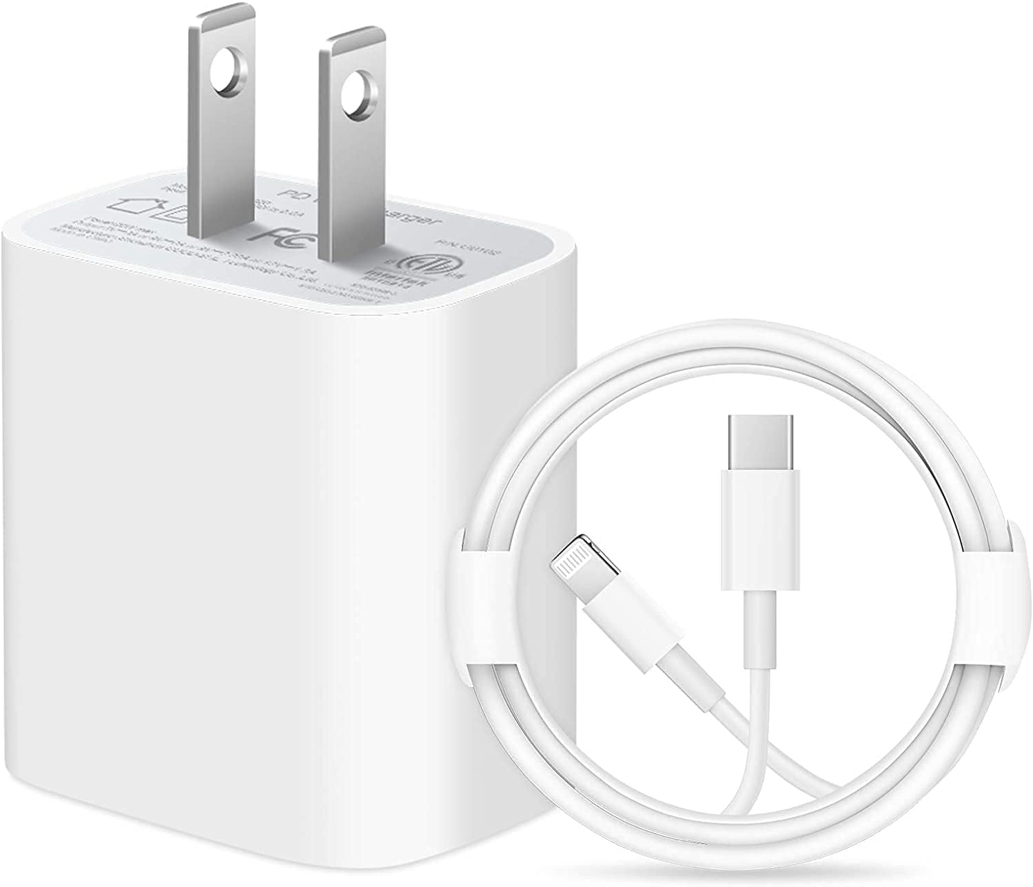 for iPhone Fast Charger, 20W USB C Wall Charger with 3.2FT Lightning